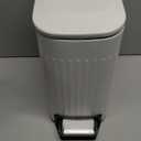 TrashAid Small Bathroom Trash Can with Lid, 1.6 Gallon Stainless Steel Slim Garbage Can with Foot Pedal, Slim Wastebasket for Bathroom, Office, White