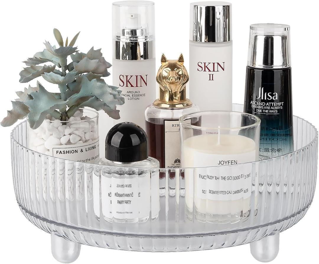 Anyoifax 360 Rotating Makeup Organizer Perfume Tray Skincare Holder Spinning Cosmetic Storage Bathroom Countertop Organizer Lazy Susan Turntable for Dresser, Vanity, Kitchen, Large Clear (11")