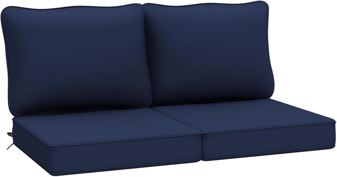 AAAAAcessories Outdoor Deep Seat Cushions, Waterproof, Fade-Resistant Patio Furniture Replacement Cushions, 24" x 24" x 5", Set of 2, Blue (24x24-19'' Mid Back-2 Count)