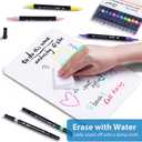 Wet Erase Markers Dual Tip, Lazgol 12 Assorted Colors, Dual Tip Brush & Fine Overhead Transparency Smudge Free Markers for Dry Erase Whiteboard, Refrigerator Calendars, Glass, Films and Any Kind of