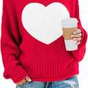 Saodimallsu Womens Heart Sweater Oversized Turtleneck Sweaters Batwing Long Sleeve Pullover Loose Chunky Knit Tops, XL 