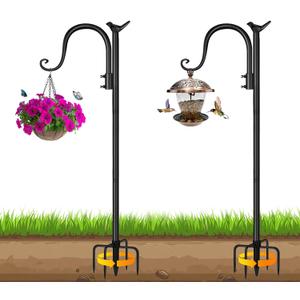 Shepherds Hooks for Outdoor, 80 Inch 2 Pack Adjustable Bird Feeder Pole Heavy Duty Shepherd Hooks for Bird Feeder, Hanging Plant Baskets, Solar Lights, Lanterns, Wedding Decor