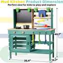 Wooden Outdoor Mud Kitchen for Kids, Pretend Play Kitchen Playset with Removable Sink, Faucet, Stove Top, Planting Area & Cooking Accessories, Toddler Gift for Boys Girls Ages 3+ (Green)