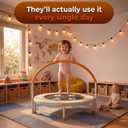 Happin 36'' Toddler Trampoline Indoor, Foldable Mini Trampoline for Kids Ages 2-6, ASTM Certified, Adjustable Handle, Safety Pad for Indoor & Outdoor, Baby Trampolines, for Boy & Girl