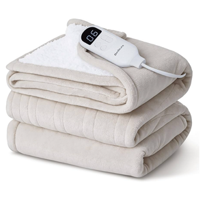 Bedsure Electric Blanket Full Size  Soft Flannel Heated Blanket Full, Fast Heating with 6 Time Settings (Up to 10H) & 6 Heat Settings, Warm Gift for Grandma (72x84 inches, Cream)
