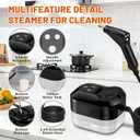 Pressurized Handheld Steam Cleaner, Portable Steamer for Cleaning with 1.2L Large Tank, 15s Fast Heat-Up, 6-Level Adjustable, Powerful Steam Cleaner for Home, Car, Kitchen, Tile, Grout (Black)
