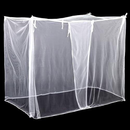 Mindsoft 4 Corners Mosquito Net for Mosquiteros para Camas Bed Canopies Netting Bed Drapes Rectangular Mosquito Mesh for Camping Home Outdoor Travel(White,L75 X W35.5 X H59 Inch,1 Opening)