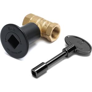 Skyflame 1/2 Inch Straight Gas Key Valve Kit for Fire Pit Fireplace with Flange and 3 Inches Key, Flat Black