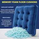 1 MIDDLE ONE Floor Pillow Set of 2, Memory Foam Meditation Cushion, Floor Cushions for Adults Sitting, Large Square Seat Cushions for Yoga, Couch, Sofa, Kids, Living Room, 20x20 Inch (Navy Blue)