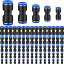 Konohan 100 Pcs Quick Connect Air Hose Fittings 1/8", 1/4", 5/16", 3/8", 1/2" Straight Push Metric Connectors Quick Release Plastic Pneumatic Air Line Fittings for Tube, Truck, Automotive, 2 Way