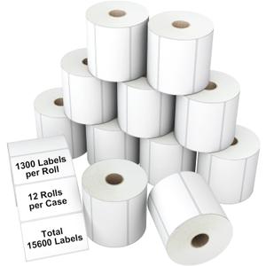 Direct Thermal Label 2" x 1" Compatible with Zebra Desktop Printers & Rollo Label Printer Multipurpose Labels for Shipping Address,Barcodes(12 Rolls,1300 Labels/Roll) (2"x1"-15600 Labels)