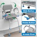 FSA/HSA Eligible Sliding Shower Chair Tub Transfer Bench for Bathtub with Swivel Seat, Padded Shower Bench with Pivoting Arms, Height Adjustable Shower Seat, 350 lbs, Gray, Standard