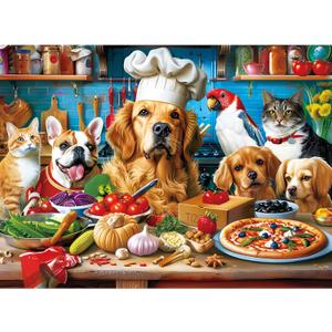 500 Piece Puzzles for Adults, Funny Puppy Animal Jigsaw Puzzles, Food Kitchen Jigsaw Puzzle, Animal Pet Lover Challenging Puzzles for Friends Family Activity Game Nights Gifts, 20.5×15 in