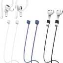 Magnetic Anti-Lost Straps for AirPods, Colorful Soft Silicone Sports Lanyard, Ear Hooks and Neck Rope Cord for AirPod, Wireless Headphones Anti-Lost Rope 4-Pack (Black White Blue)