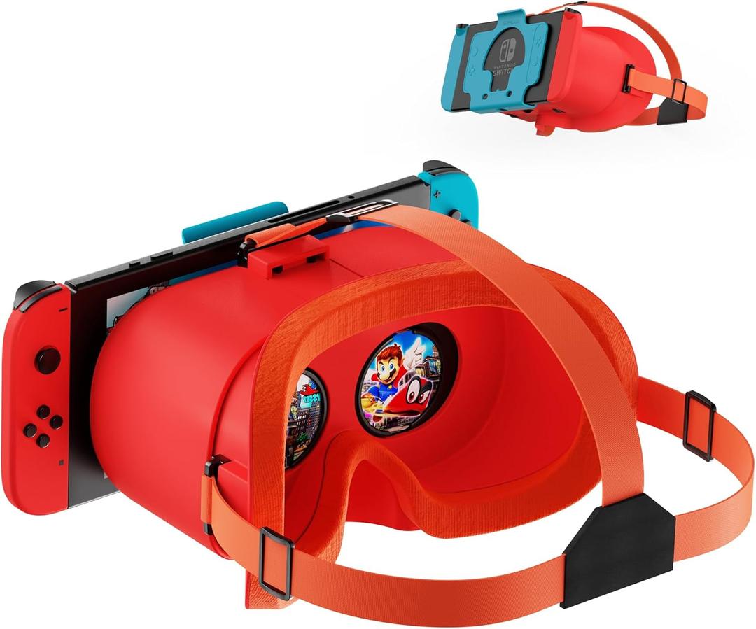VR Headset for Nintendo Switch & Switch OLED, Upgraded Switch Virtual Reality Glasses with Adjustable HD Lenses and Comfortable Head Strap, Labo VR Kit 3D Goggles for Switch Accessories (Orange)