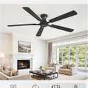 ZMISHIBO 60 Inch Ceiling Fan No Light, Flush Mount Low Profile, Modern Black Ceiling Fan Without Light, Remote Control & Quiet DC Motor, for Indoor&Outdoor, Bedroom, Living Room