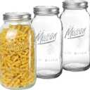 Wide Mouth Mason Jars 64 oz 3 Pack Half Gallon Mason Jars with Airtight Lid and Band, Large Clear Glass Mason Jars for Canning, Fermenting, Pickling, Storing