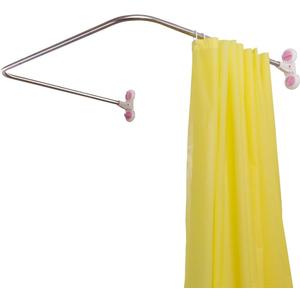 BAOYOUNI Bathroom U Shaped Corner Shower Curtain Rod Pole, Decorative Curved Bath Curtain Rail Bar with Suction Cup 38.5'' x 40''