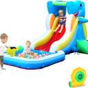 Inflatable Water Slide, Bounce House for Kids Backyard, Toddler Blow Up Bouncer, Splash Zone, Climbing Wall, Water Cannon for Party