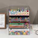 Clear Desk Organizers and Accessories, Plastic Drawer Organizer for Home Office Supplies, Marker Pen, Notebooks, Art Crafts, Stackable Makeup Storage Box for Bathroom Vanity (4 Drawers)
