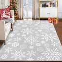 ROYHOME 8x10 Christmas Area Rug Xmas Snowflake Pattern Floor Cover Machine Washable Carpet Rug Holiday Decorative Non Slip Stain Resistant Accent Rug for Living Room Bedroom Decoration, Grey