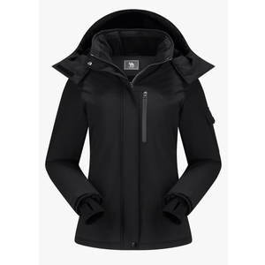 CAMEL CROWN Women's Ski Jacket Waterproof Warm Coat Winter Fleece Snow Coat Hooded Snowboarding Jacket size M