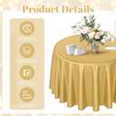 Buryeah 12 Pcs 84 Inch Gold Round Plastic Disposable Table Cloth Waterproof Tablecloth Circle Table Covers for Bridal Wedding Birthday Party Gender Reveal Baby Shower
