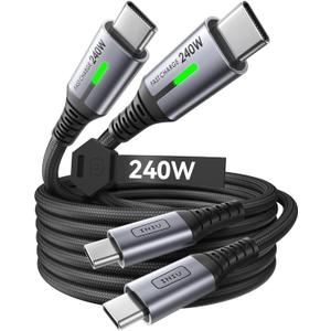 INIU USB C to USB C Cable, 240W Fast Charging [6.6ft, 2-Pack] Type C Charger Cord, Braided USBC Phone Charger Cable for iPhone 17 16 15 Pro Max Samsung S25 S24 Laptops MacBook iPad Air Switch etc.