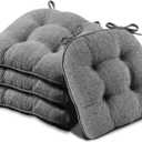 Basic Beyond Chair Cushions for Dining Chairs 4 Pack, Chair Cushion with Ties and Non Slip Backing, 15.5 x 15.5 inches Tufted Kitchen Chair Pads for Dining Chairs(Dark Grey)