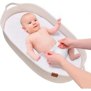 Portable Cotton Rope Moses Basket for Newborn, Standard, Skin