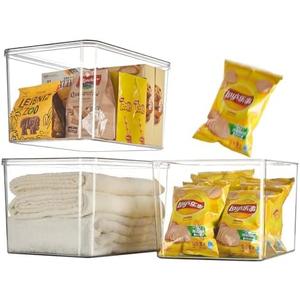 Clear plastic storage binsstorage containers for snacks, cosmetics, books, dog food, Storage Organizer for Nursery，Kitchen, Living room,Bedroom, Bathroom, Office