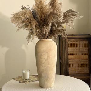 Ceramic Rustic Farmhouse Vase, 15 Inch Beige Flower Vases for Home Decor, Rustic Pottery Vase for Table Centerpieces & Living Room, Farmhouse Ceramic Vases for Entryway & Wedding Gifts