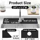 LOPNUR Faucet Mat for Kitchen Sink Cuttable, 24 Inch Long Sink Splash Guard Behind Faucet, Super Absorbent Diatomite Sink Protector Mat, Bathroom Water Splash Guard Fast Dry, Easy to Cut, Black