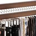 StorageWorks Tie Rack with 20 Hooks, 2-Pack Wall-Mounted Wooden Hangers for Neckties, Belts, Hats, Natural Walnut Color
