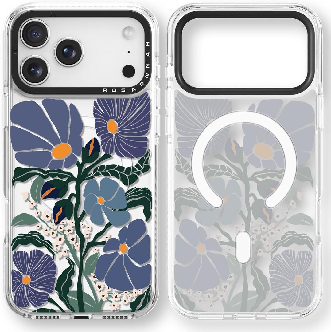 Rosarnnah for iPhone 17 Pro Max Case Cute - Compatible with Magsafe - Durable Shockproof 6.6 ft Drop Impact Phone Case - Funny Passiflora Caerulea Design (6.9") Clear