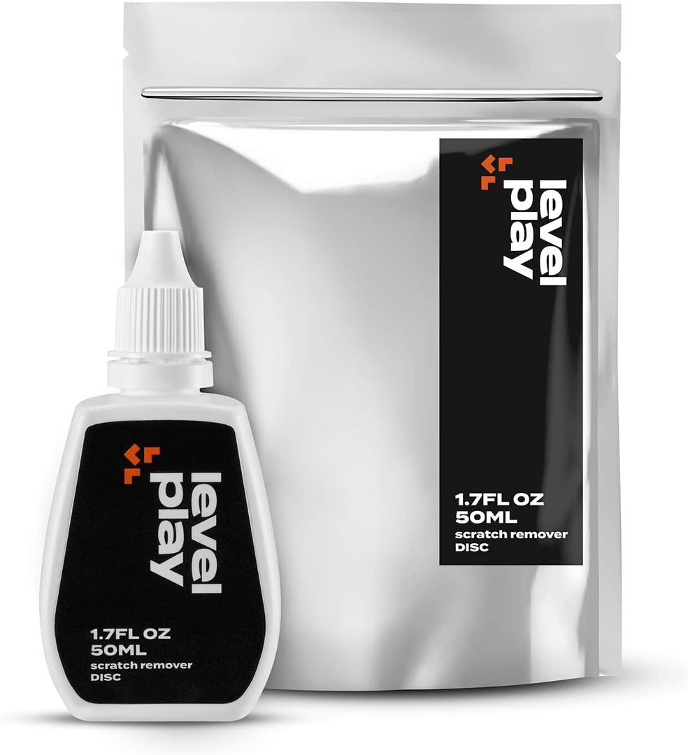 Levelplay Disc Scratch Repair Kit  Repairs & Polishes CD, DVD, and Blu-ray Playback Issues, Helps Reduce Audio Skips and Game Freezes, Microfiber Cleaning Cloth Included  50 mL (1.7 fl oz) Bottle