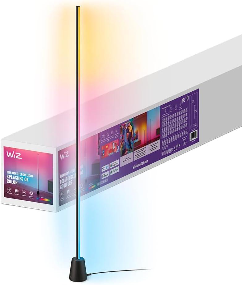 WiZ Connected Gradient Floor Light, Multi-Color LED Light Strip, Sleek Design and Easy Setup, RGBIC LED Strip Lights, Floor Lamp Connects to Wi-Fi, Voice/App Control