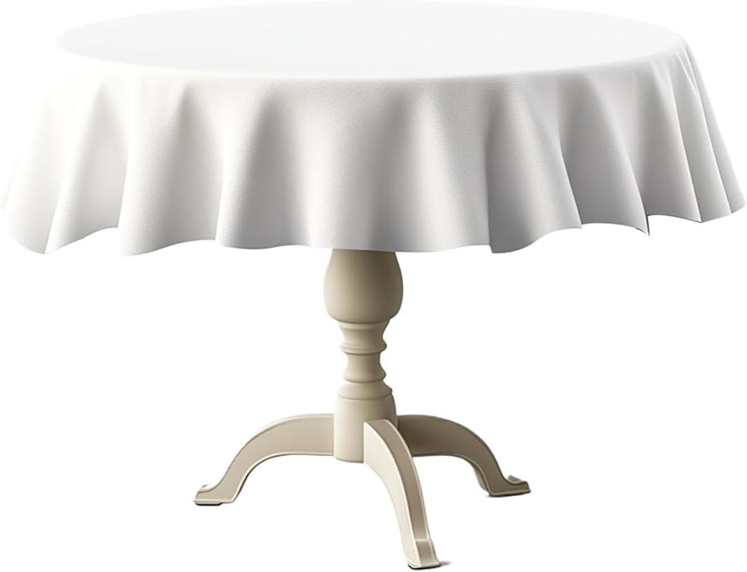 TWINPRET Round Tablecloth 30 Inch,White Waterproof Washable Polyester Table Cloth - Stain & Oil Resistant Circle Table Cover for Indoor Outdoor Dining, Patio,Bedroom (Fits 15-20 Inch Tables)