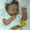 Black Reborn Baby Dolls Silicone Full Body Girl 18 Inch African American Realistic Baby Doll Lifelike Newborn Sleeping Babies Dolls with Dark Brown Skin for Kids Age 3+