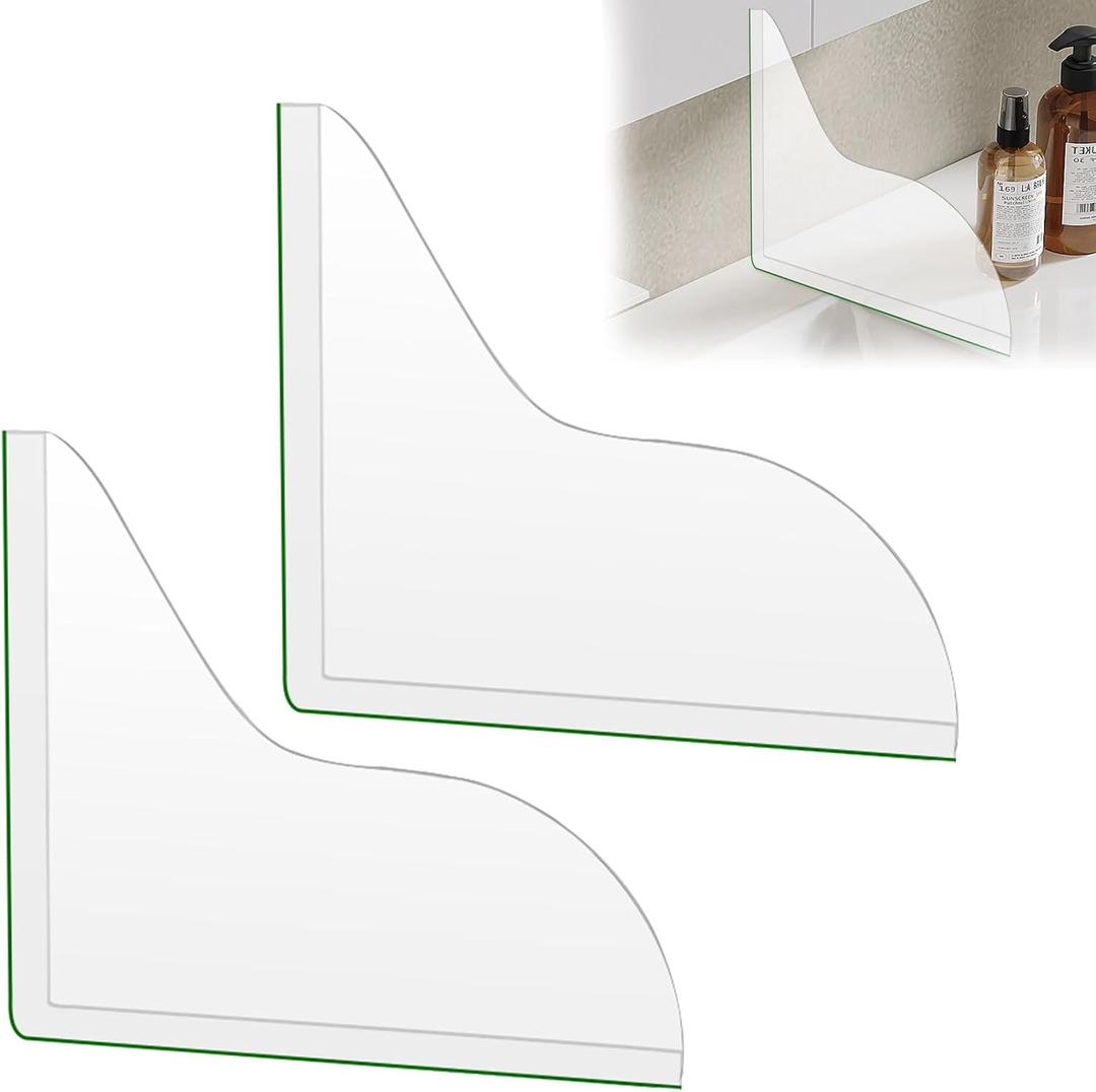 2 Pack Shower Corner Water Guard,Clear Self-Adhesive Splash Guard for Bathtub,Silicone Bathroom Shower Splash Guards to Keep Water in Bath,Easy to Install