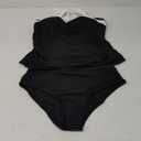 Womens Two Piece Tankini Swimsuit Tummy Control Bathing Suits Slim Halter Swimwear with High Waisted Bottom (Large, Black and White)