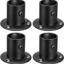 uxcell 1'' Dia Stainless Steel Pole Sockets Flange Rod Holder Bracket Support for Bathroom Closet Curtain, Set of 4, Black
