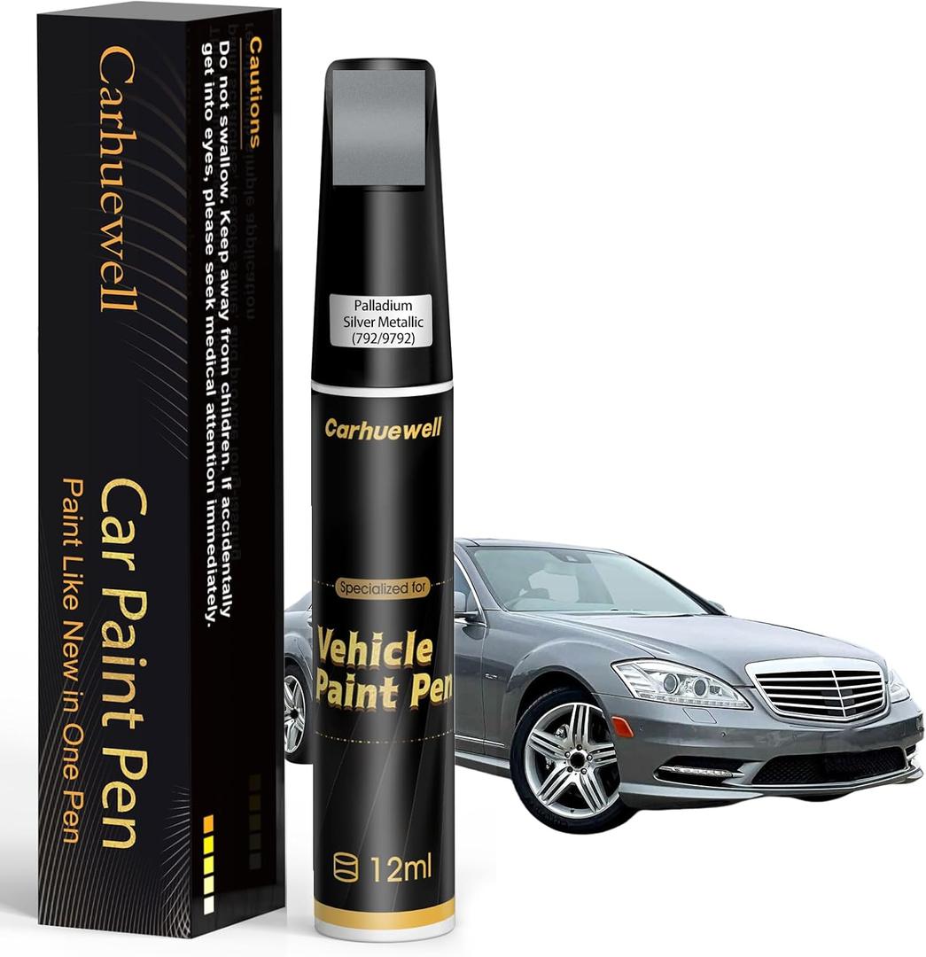 (792/9792) Palladium Silver Metallic Touch Up Paint Compatible with Mercedes-Benz, Exact Match Car Paint Pen Automotive Scratch Repair Remover Kit Quick & Easy Solution for Vehile Chips and Nicks