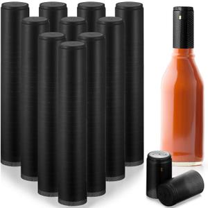 Zonon 200 Pieces PVC Heat Shrink Capsules Hot Sauce Bottles 28 x 50mm Liquor Woozy Bottles Capsules Shrink Caps,5oz 10oz(Black)
