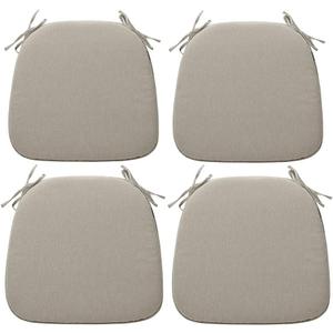 Magpie Fabrics Outdoor/Indoor 17"x16"x2" Chair Cushions with Ties Set of 4, Waterproof All Weather U-Shape Seat Pads Decoration for Patio Garden Furniture Home Office (Taupe) 