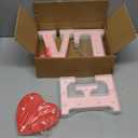 Valentines Day Love Letters Decorations - 4Pcs Pink Glitter Light Up Marquee Love Letter Lights with Red Heart for Valentines Day Table Wall Window Fireplace Mantel Home Decor, Battery Powered, 8.6''