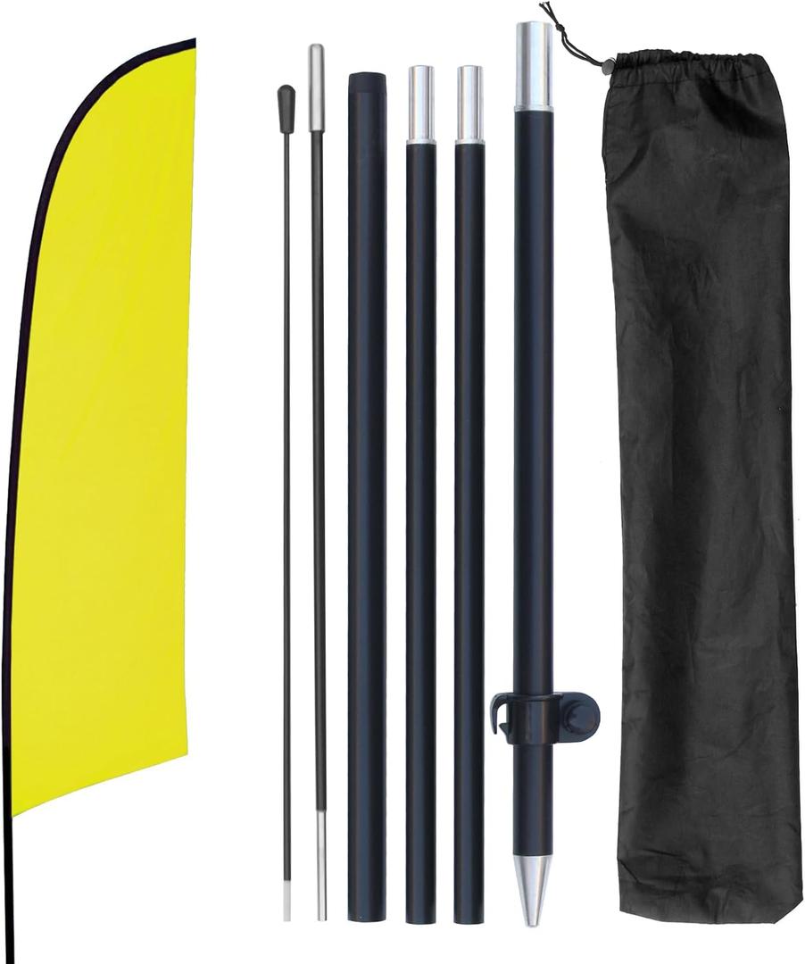 Yeload 7FT Blank Feather Flag Kit With Pole - Solid Color for Sublimation Business - Portable Aluminum Swooper for Outdoor Advertising (Yellow)
