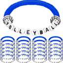Trnay 24 Pcs Volleyball Bracelets Gifts Sport Party Favors Charm Volleyball Bracelet Stackable Clay Beaded Bracelets for Senior Night Gifts Team Party Decor (Blue)