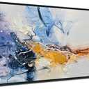Ardemy Abstract Wall Art Canvas for Living Room Modern Framed Textured Painting Picture Bedroom Artwork Home Office Kitchen Dining Room Wall Decor, Black Wood Large 48"x24"