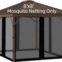 Replacement Gazebo Mosquito Netting 8' x 8',Universal Netting for Canopy Tent,4-Panel with Zipper for Outdoor Patio,Backyard (Mosquito Net Only,Black)